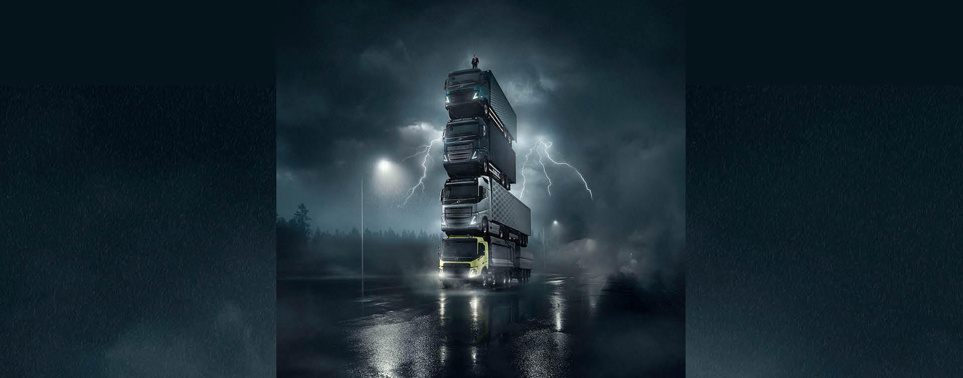 Een toren van nieuwe Volvo-trucks in spectaculaire introductiefilm 